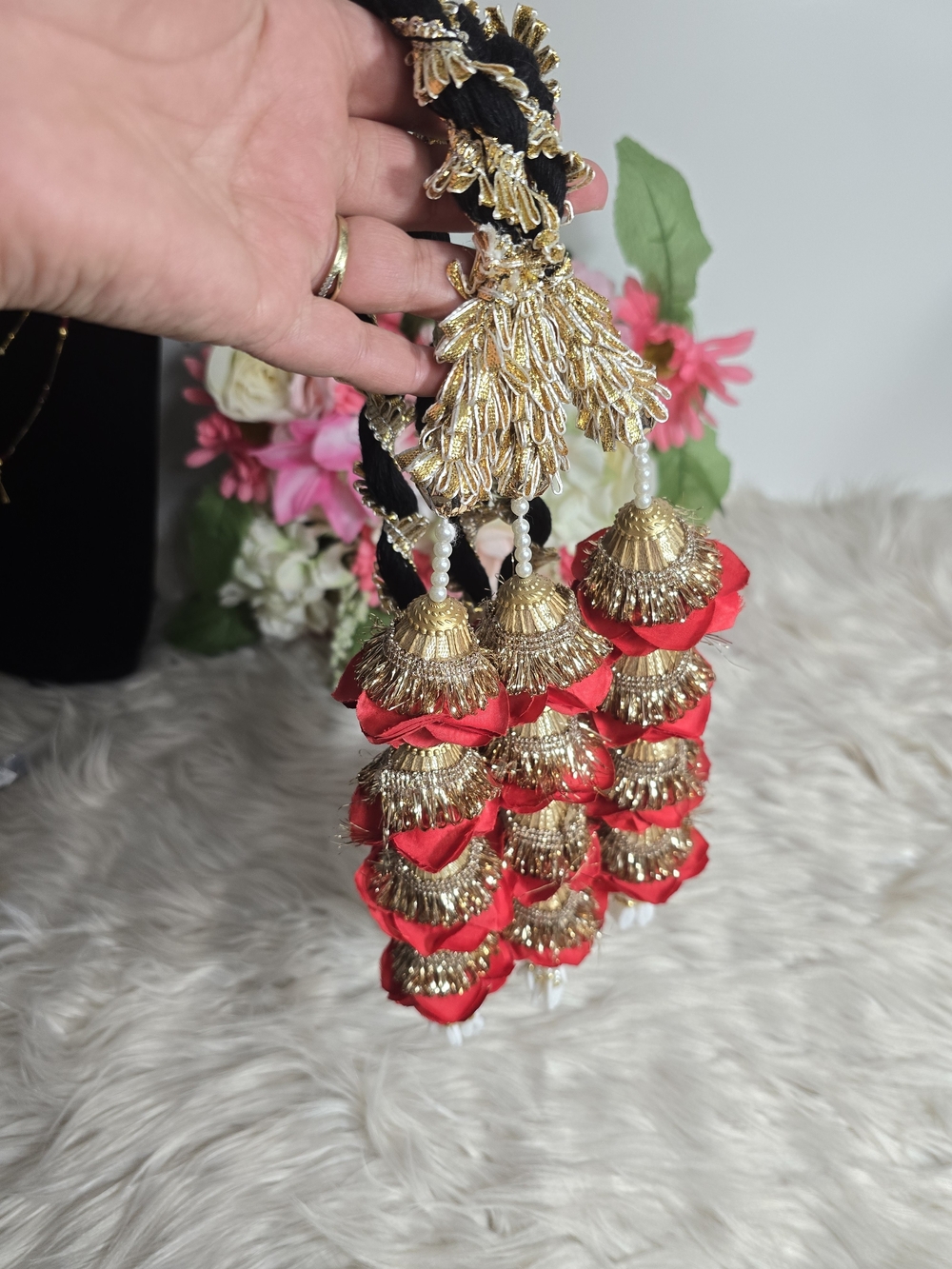 Beautiful Heavy Desi Paranda With Rose Detail - Picture 4 of 8